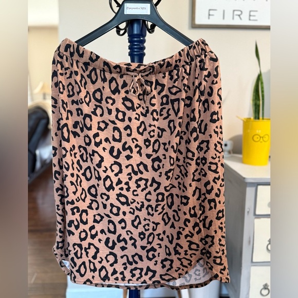 Tickled Teal Animal Print Drawstring Skirt, Size 1X - Picture 1 of 7